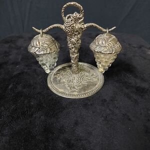 Ornate Silver Grape Salt And Pepper Shakers